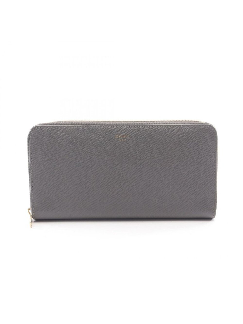 Celine Round Wallet Large Zipped Gray Leather Large - Picture 1 of 9